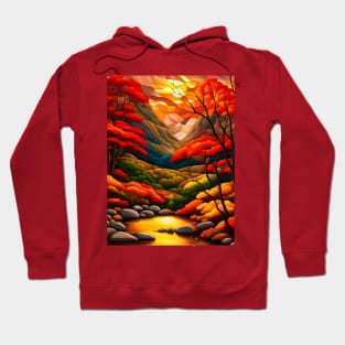 Stained Glass Autumn Mountain Scenery Hoodie